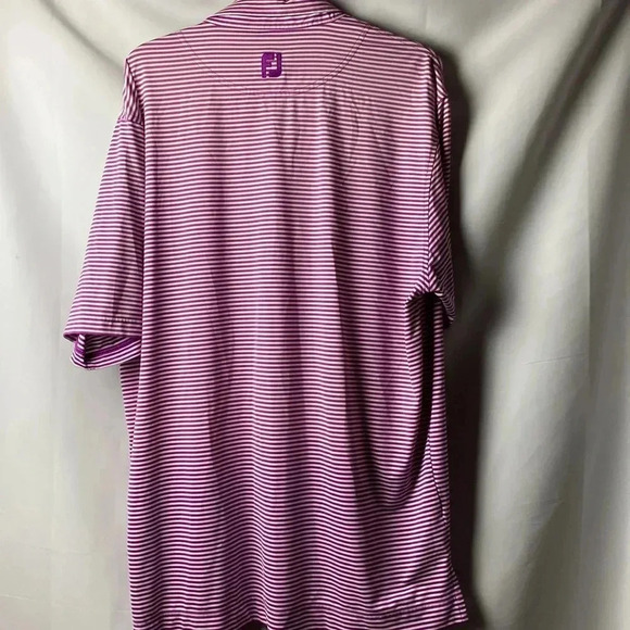 FOOT JOY MENS SIZE L ( SEE BELOW) MAGENTA STRIPE POLO SHIRT SPANDEX END CLEAN - Picture 7 of 10